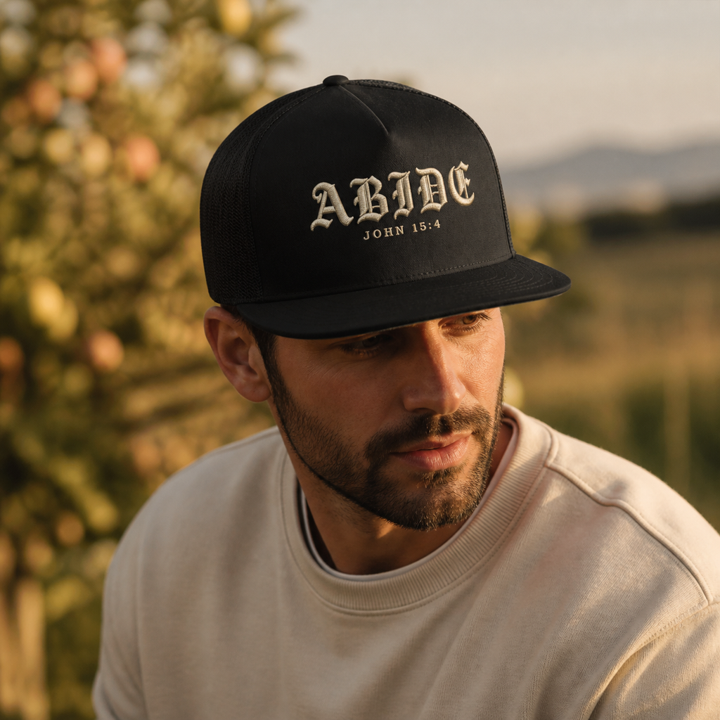 ABIDE Printed Christian 5-Panel Trucker Cap