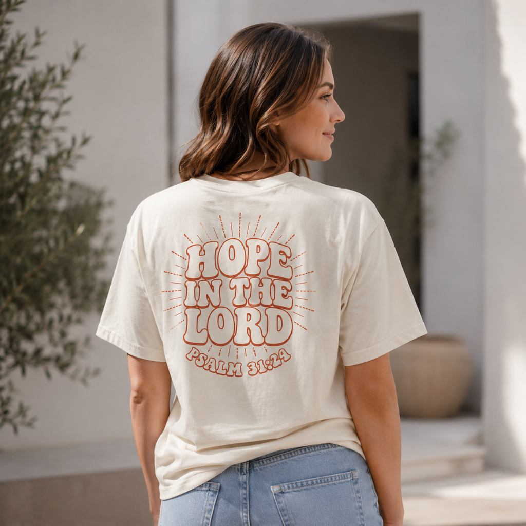 Hope In The Lord Shirt, Psalm 31 24 Christian T Shirt, Retro Bible Verse Tee, Comfort Colors Faith Shirt, Christian Gift