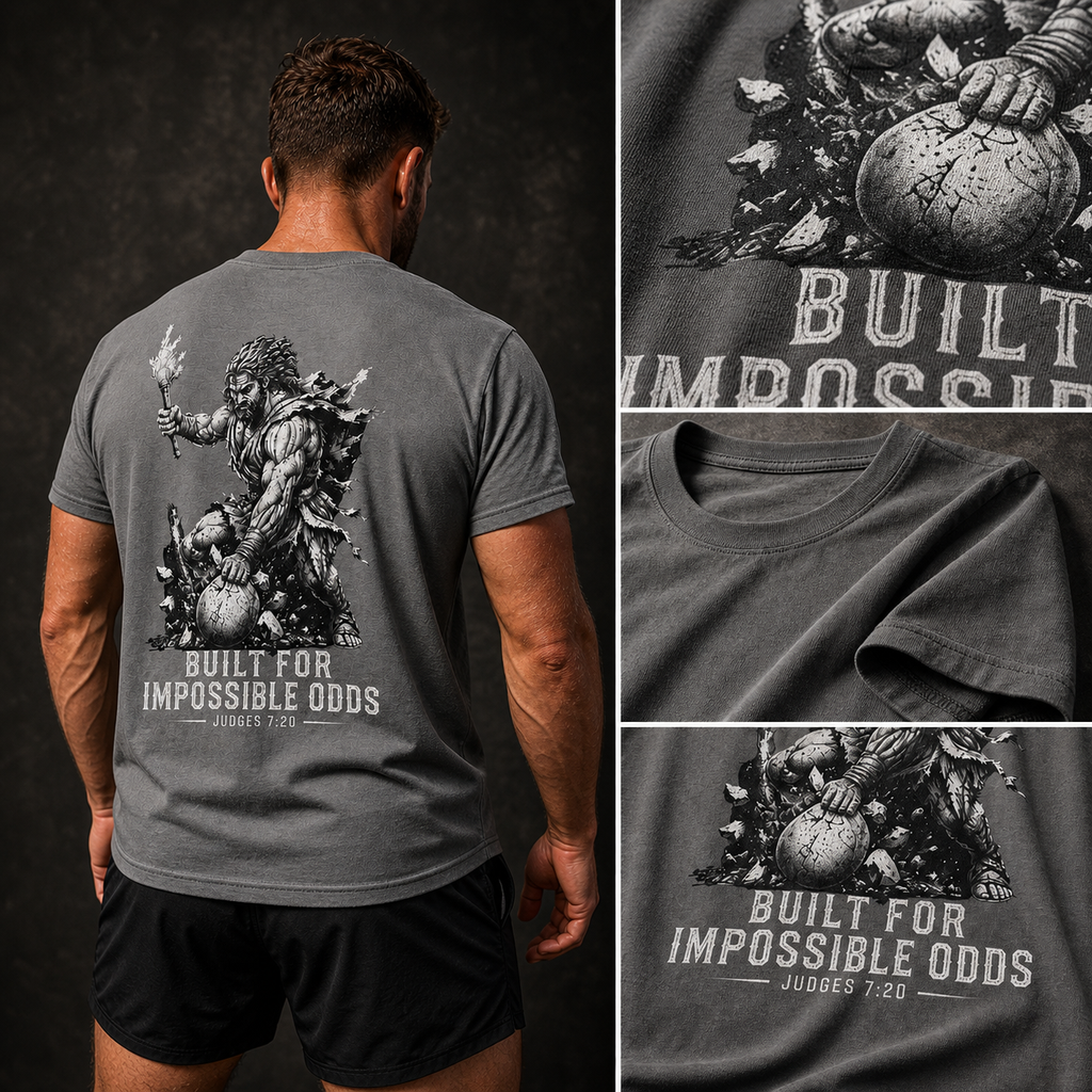 Built For Impossible Odds Shirt, Christian Gym Shirt, Judges 7 20 Tee, Christian Streetwear, Biblical Warrior Shirt, Faith Gym Tee