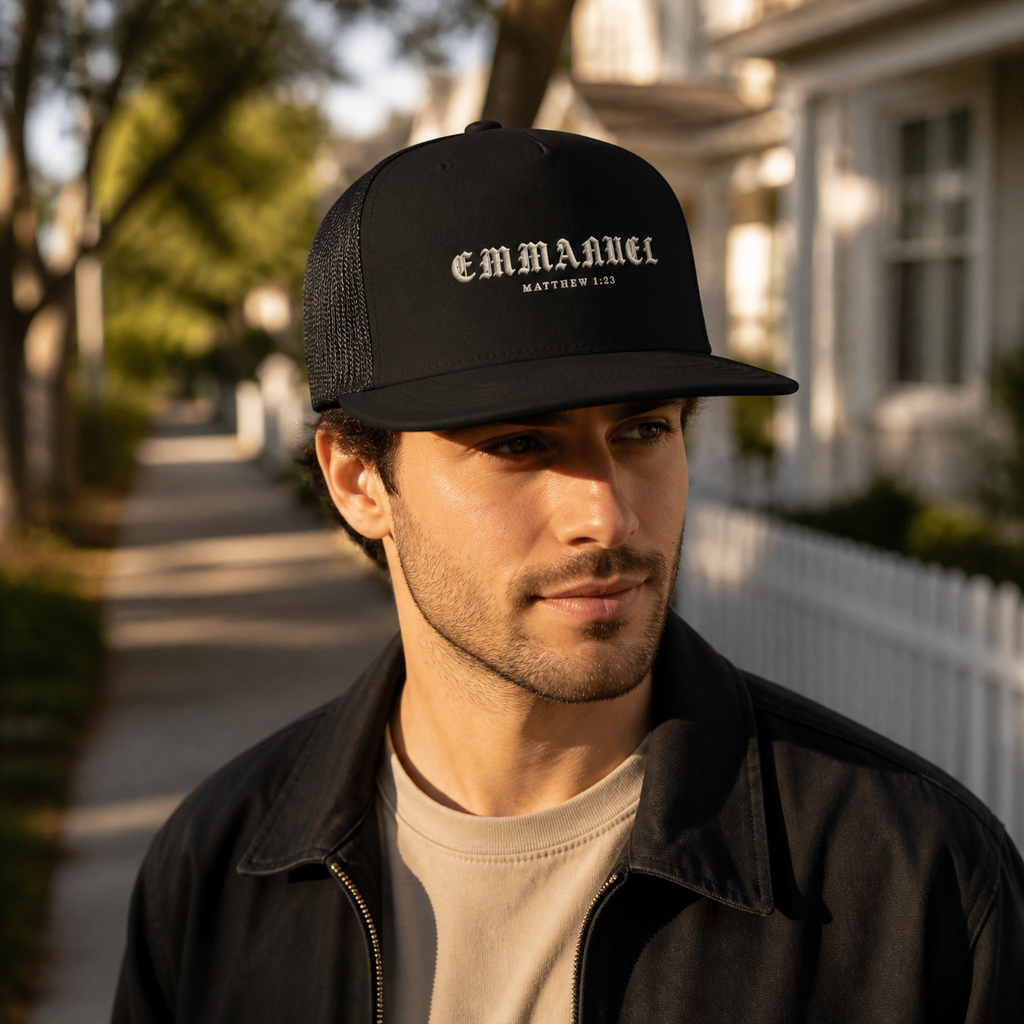 EMMANUEL Printed Christian 5-Panel Trucker Cap