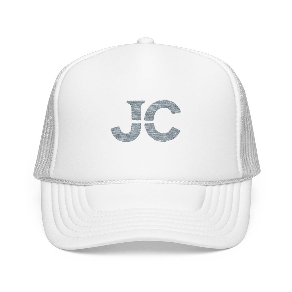 JC Jesus Christ Trucker Hat, Embroidered Faith Hat, White Mesh Snapback, Minimal Christian Hat, Everyday Streetwear Gift