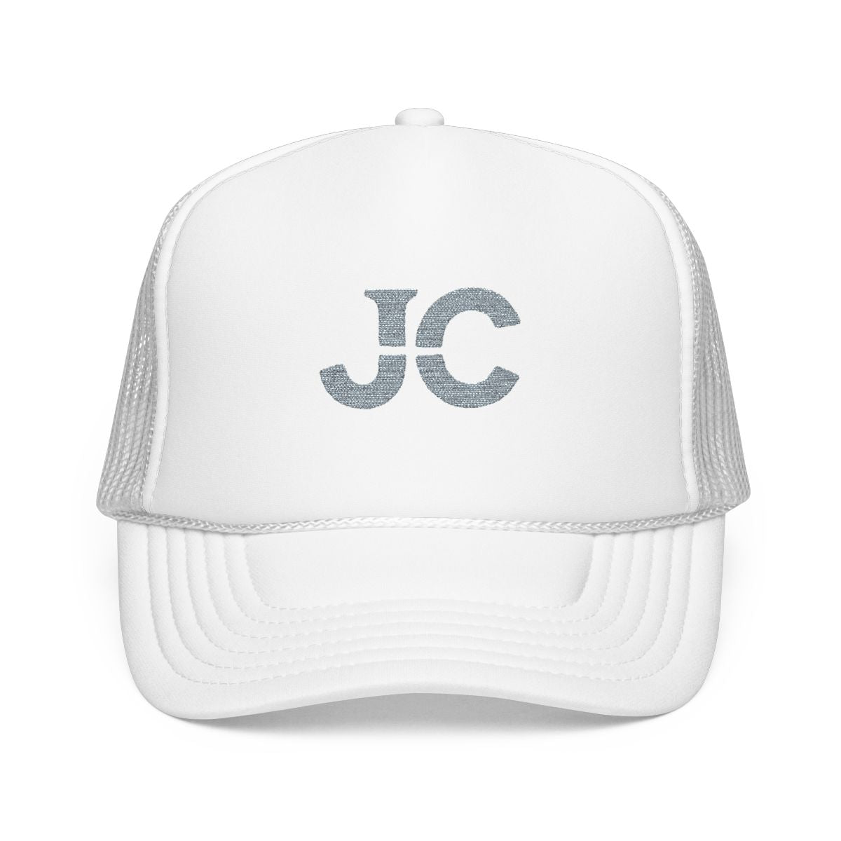 JC Jesus Christ Trucker Hat, Embroidered Faith Hat, White Mesh Snapback, Minimal Christian Hat, Everyday Streetwear Gift