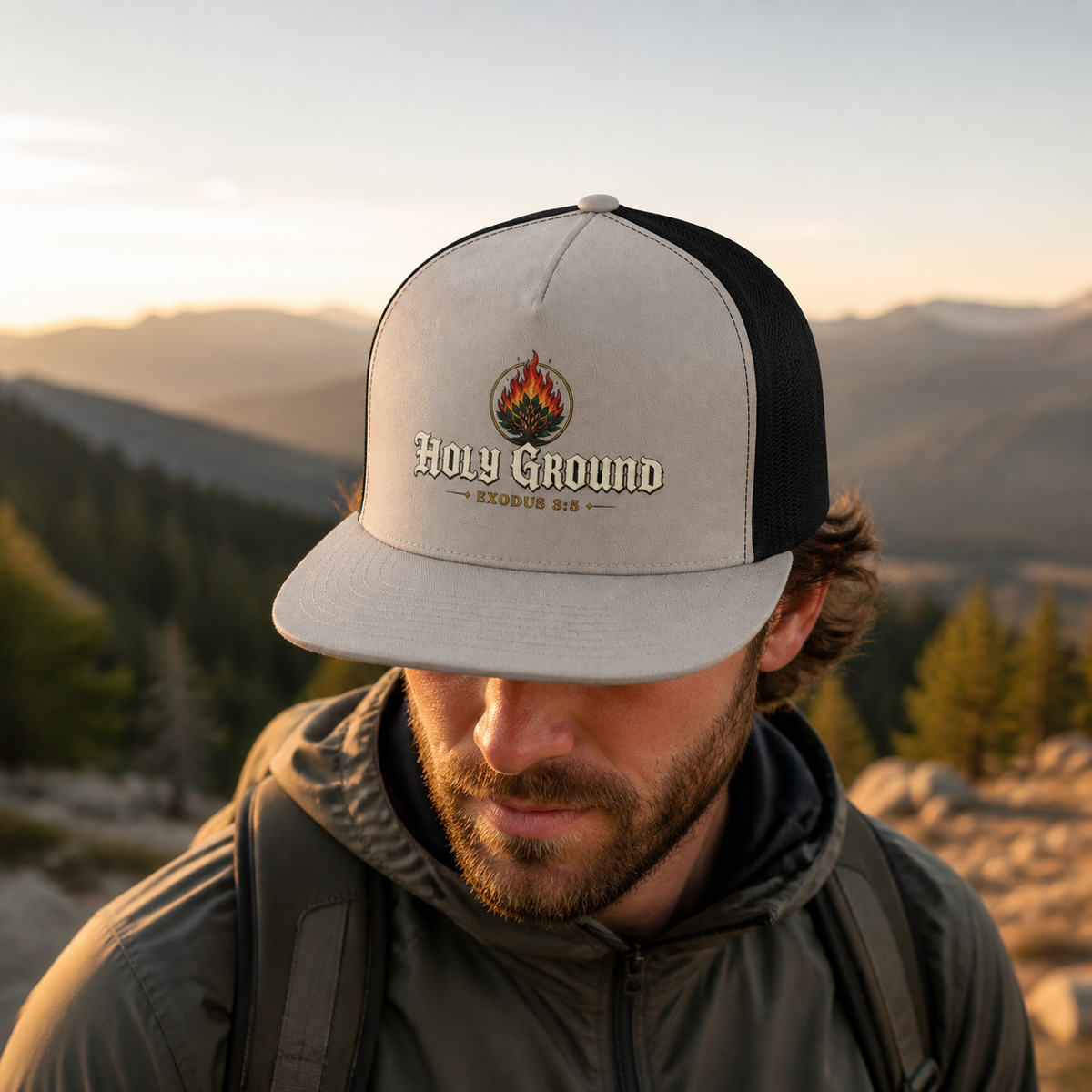 HOLY GROUND Printed Christian 5-Panel Trucker Cap